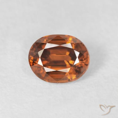 1.00ct Натуральный Medium Dark-Orange Циркон, Овал, VVS-VS