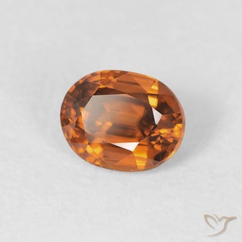 1.00 карата, натуральный Medium Dark-Orange Циркон, Овал, VVS-VS