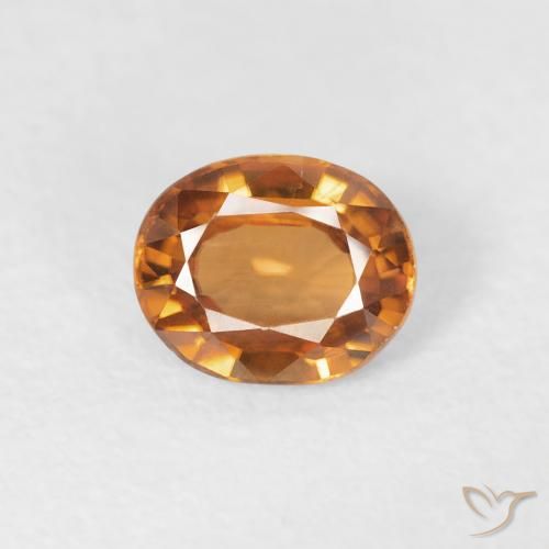 0.86ct Натуральный Темно-оранжевый Циркон, Овал, VVS-VS