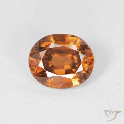 1.05ct Натуральный Темно-оранжевый Циркон, Овал, VVS-VS