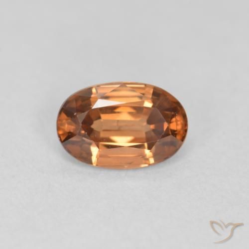 0.69ct Натуральный Темно-оранжевый Циркон, Овал, VVS-VS
