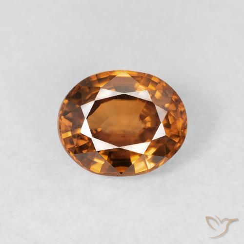 0.94ct Натуральный Темно-оранжевый Циркон, Овал, Чистота VVS