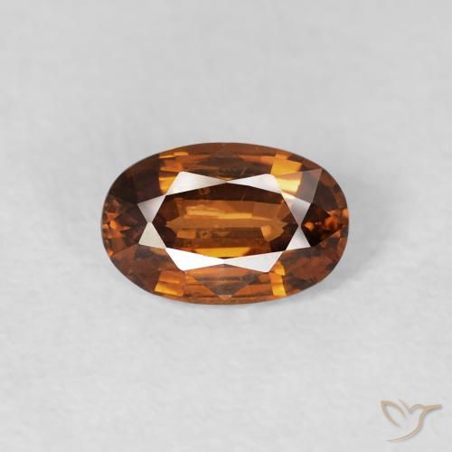 0.73ct Натуральный Medium Dark-Orange Циркон, Овал, VVS-VS