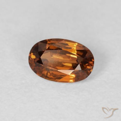 0.73 карата, натуральный Medium Dark-Orange Циркон, Овал, VVS-VS