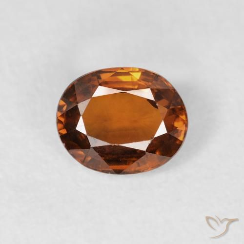 0.98ct Натуральный Medium Dark-Orange Циркон, Овал, VVS-VS