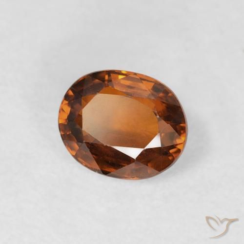 0.98 карата, натуральный Medium Dark-Orange Циркон, Овал, VVS-VS