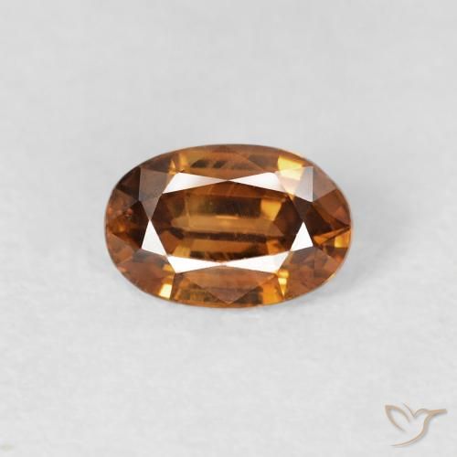 0.77ct Натуральный Оранжево-коричневый Циркон, Овал, Чистота VS