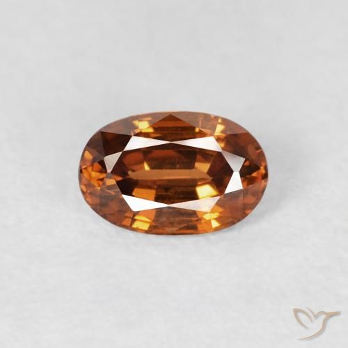 0.72ct Натуральный Темно-оранжевый Циркон, Овал, Чистота VS