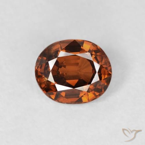 0.99ct Натуральный Глубокий коричневато-оранжевый Циркон, Овал, Чистота VS