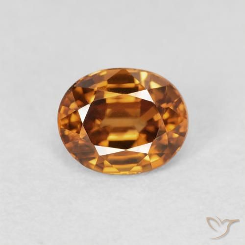 1.09ct Натуральный Оранжево-коричневый Циркон, Овал, VVS-VS