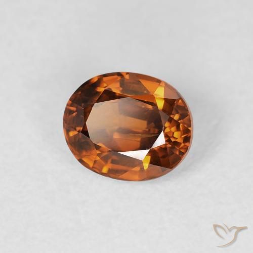 1.04 карата, натуральный Medium Dark-Orange Циркон, Овал, Чистота VS