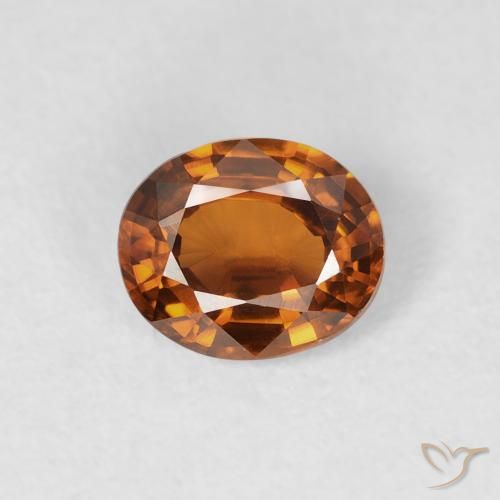 0.88ct Натуральный Темно-оранжевый Циркон, Овал, Чистота VS