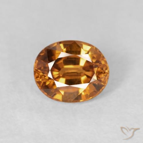 1.09ct Натуральный Темно-оранжевый Циркон, Овал, Чистота VS
