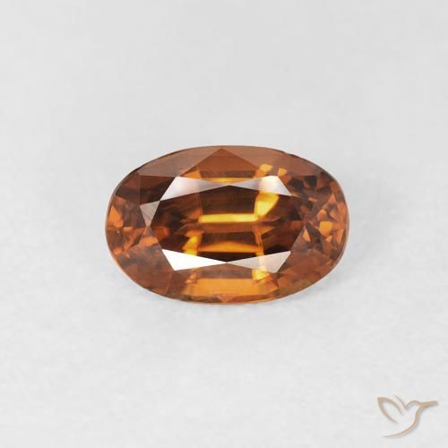 0.77ct Натуральный Темно-оранжевый Циркон, Овал, Чистота VVS