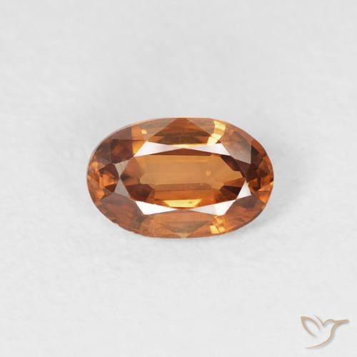 0.64ct Натуральный Темно-оранжевый Циркон, Овал, Чистота VVS