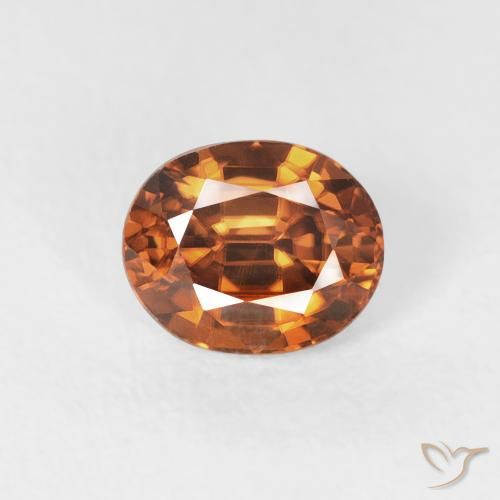 1.08ct Натуральный Земля Оранжевый Циркон, Овал, Чистота VVS