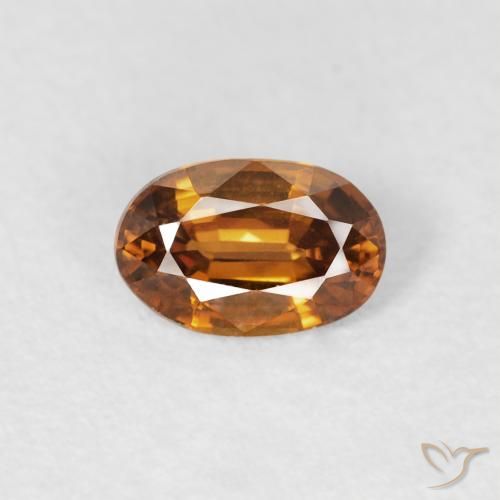 0.69ct Натуральный Оранжево-коричневый Циркон, Овал, VVS-VS