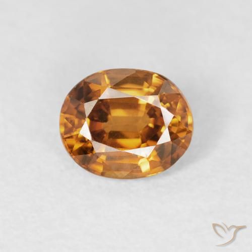 0.96ct Натуральный Оранжево-коричневый Циркон, Овал, VVS-VS
