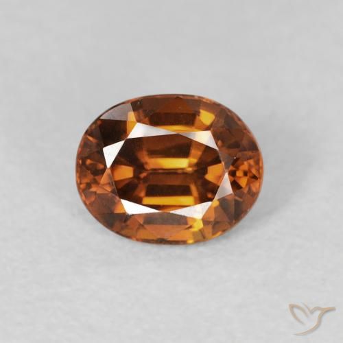 1.12ct Натуральный Глубокий коричневато-оранжевый Циркон, Овал, VVS-VS