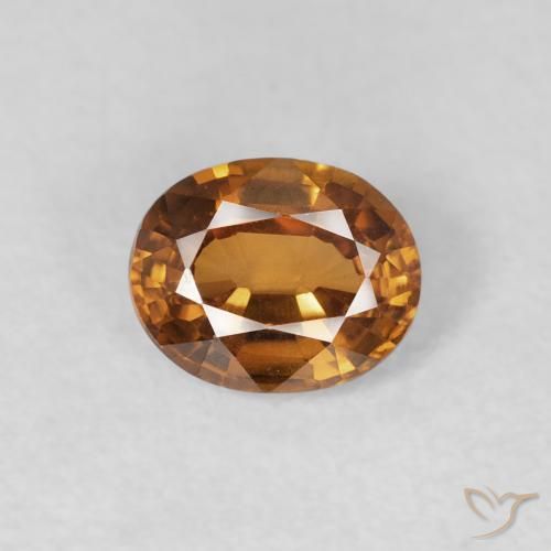 0.85ct Натуральный Оранжево-коричневый Циркон, Овал, VVS-VS