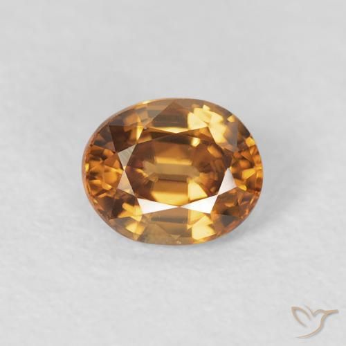 0.97ct Натуральный Оранжево-коричневый Циркон, Овал, VVS-VS