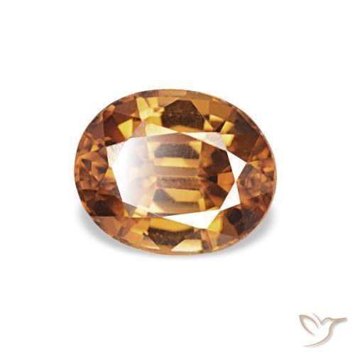1.04 карата, натуральный Medium Dark-Orange Циркон, Овал, VVS-VS