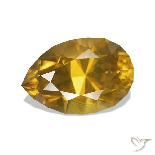 3.49ct Среднее золото Циркон, Форма груши, VVS-VS